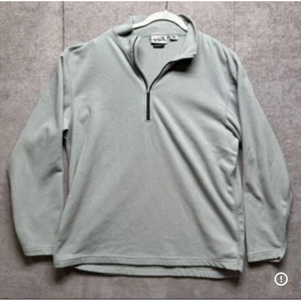 Obermeyer Mens 2XL Fleece Jacket Gray Pullover 1/4 Zip Sweater Apres Ski Layer